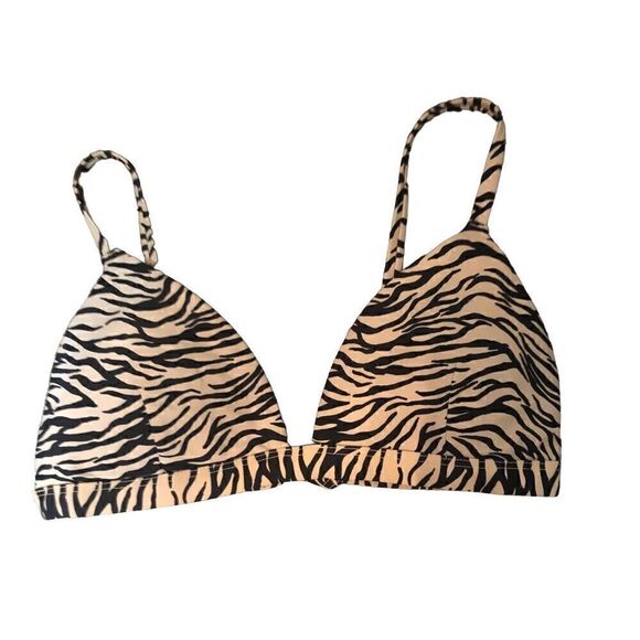 Hollister animal print bikini top. Tan base with black stripes - Picture 2 of 5